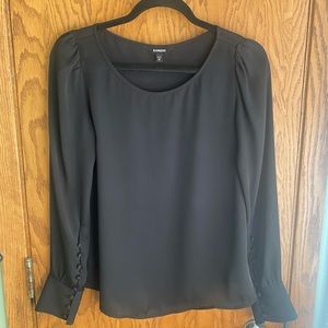 Black professional longlseeve soft top with button detailing size XS
